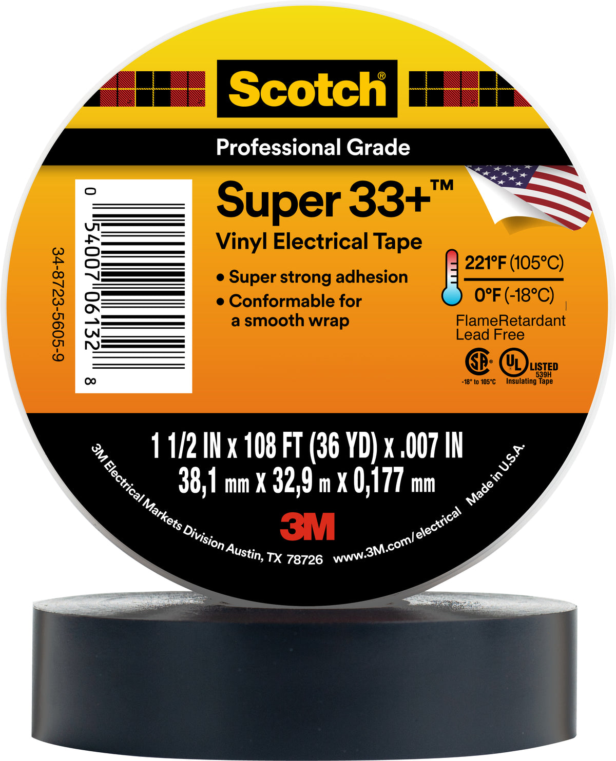 TAPE SCOTCH SUPER 33+ 3/4" X 108 FT NEG