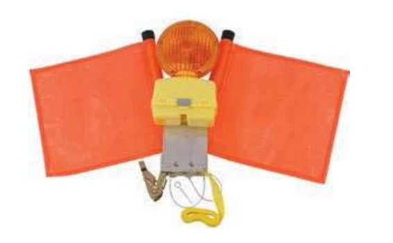 Pole Warning Double Holder-2 Flags and Light