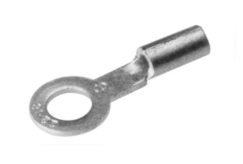 TERMINAL, LUG, WIRE SIZE 12-10 AWG, PRESSURE TYPE, NON ISOLATED, TYPE T, SOLDERLESS, GENERAL USE, STUD NO. 8, LONG BARREL TYPE.