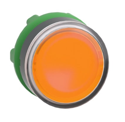 Head for illuminated push button,Harmony XB5, plastic, orange flush, 22mm, universal LED, spring return, plain lens