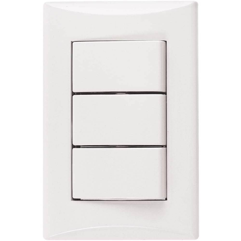 INTERRUPTOR TRIPLE 15A 125V PLATA BLANCO