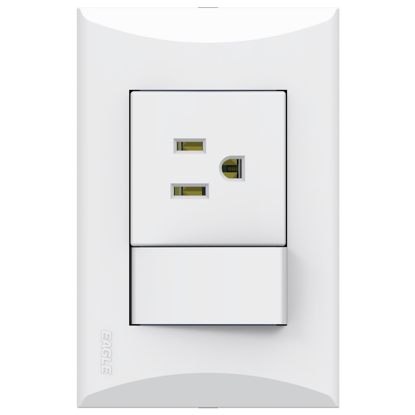 INTERRUPTOR TOMA 15A 125V PLATA BLANCO