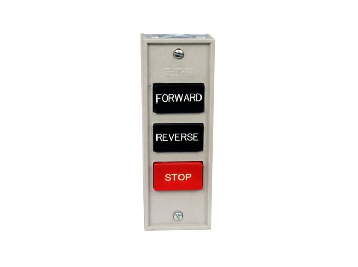 ESTACIÓN DE CONTROL 10250, GABINETE NEMA 1, SERIE 10250H, BOTONERA DE CONTACTO MOMENTÁNEO, CON LEYENDA "FOR-REV-STOP"