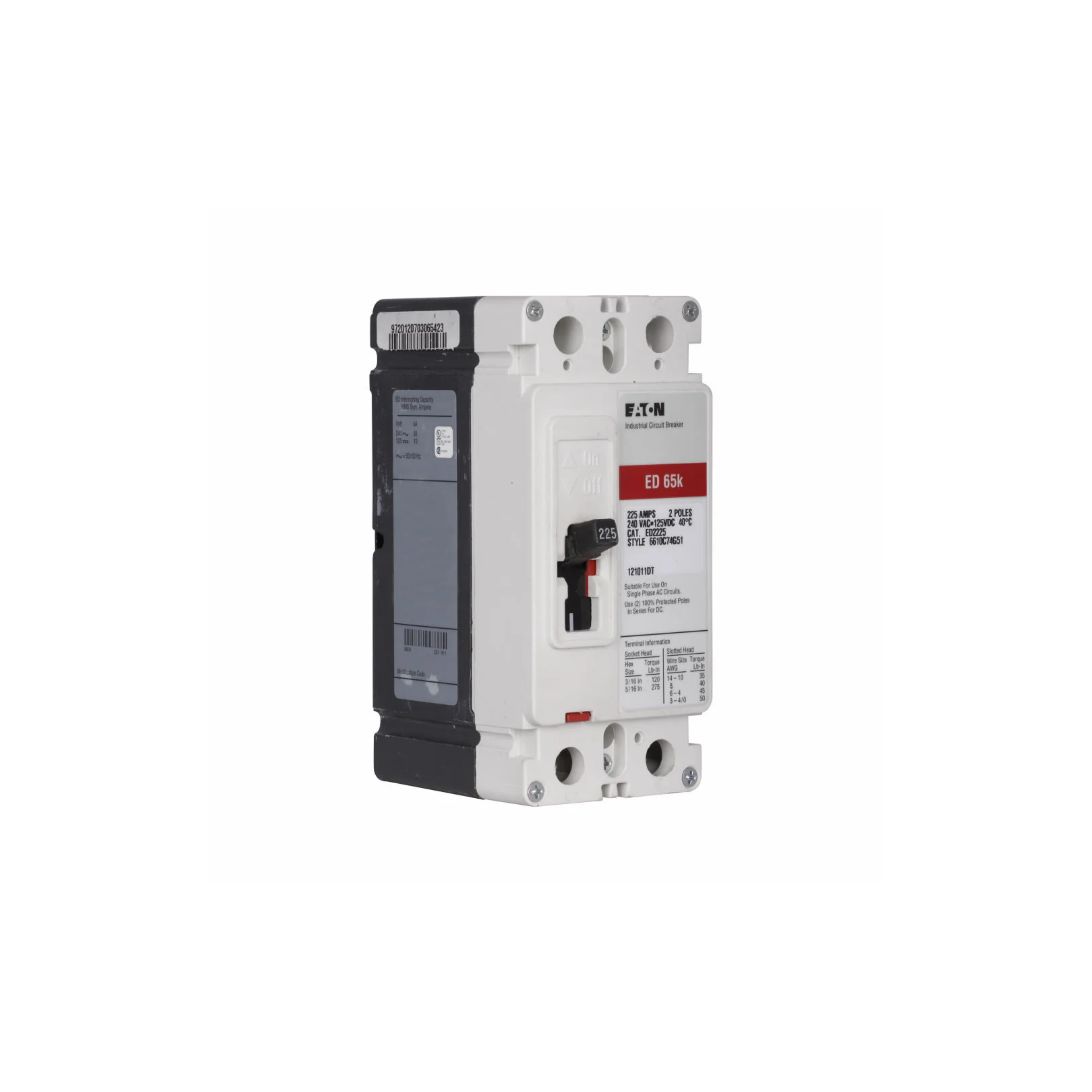 Breaker tipo ED, Atornillable, 150A, 2P, 65KAIC 208V