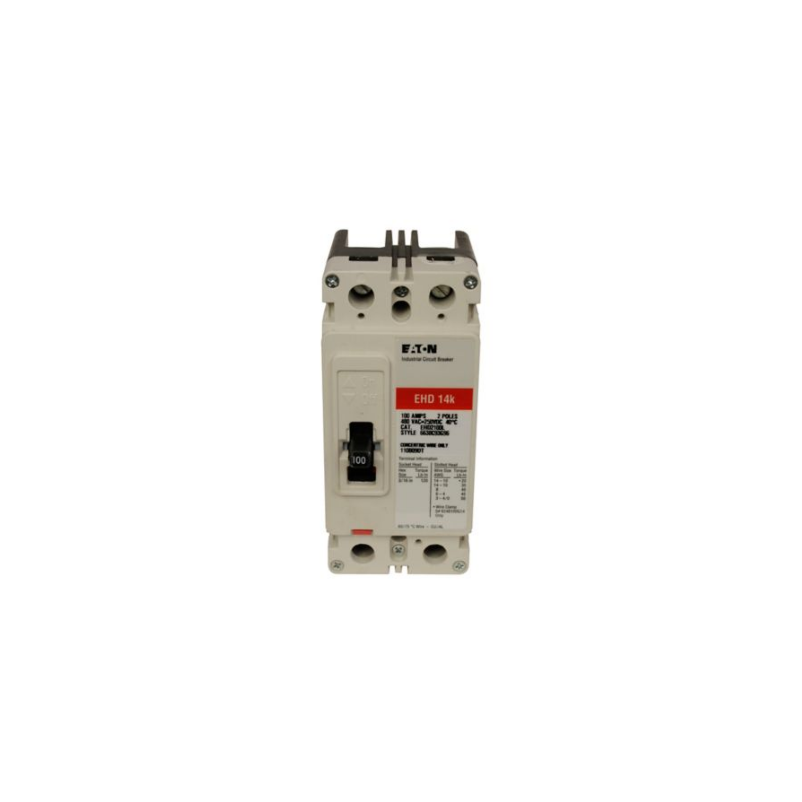 Breaker tipo EHD, Atornillable, 40A, 2P, 25KAIC 208V, 14KAIC 480V .