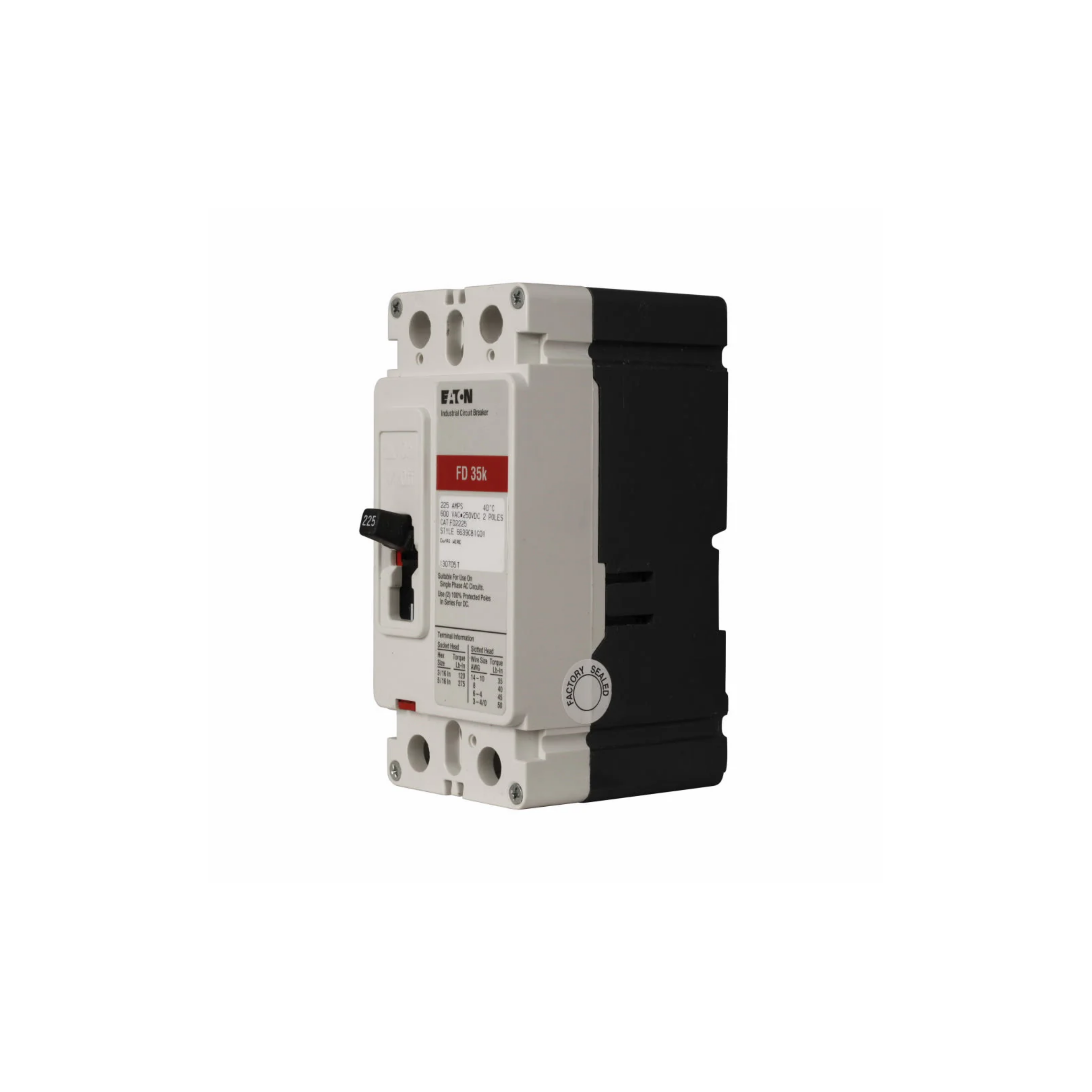 Breaker tipo FD, Atornillable,175A, 2P, 65KAIC 208V, 35KAIC 480V, 18KAIC 600V.