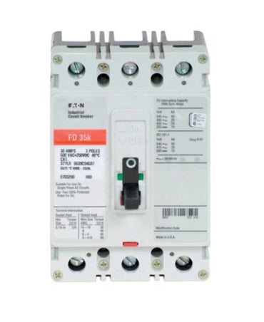 Breaker tipo FD, Atornillable, 40A, 3P, 65KAIC 208V, 35KAIC 480V, 18KAIC 600V.