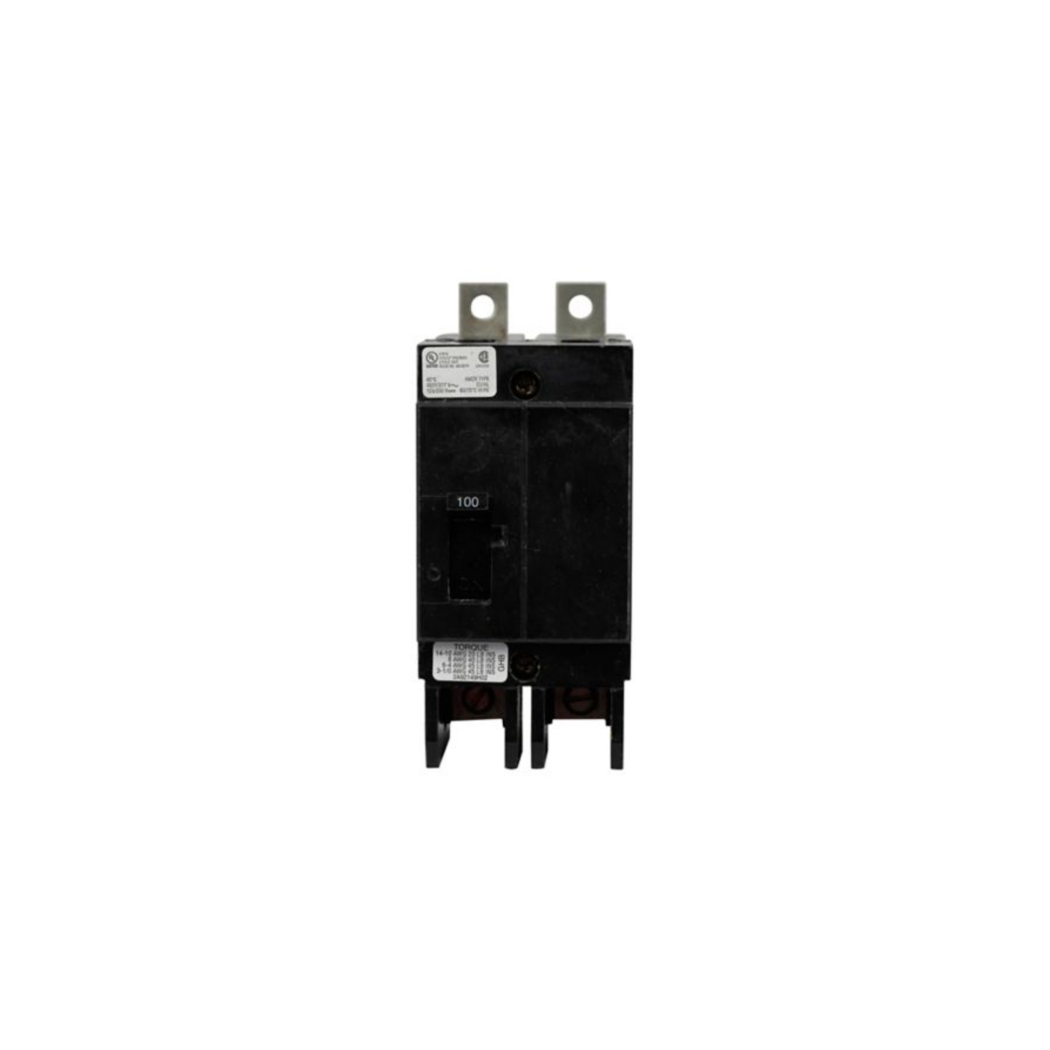Breaker tipo GHB, Atornillable, 100A, 2P, 65KAIC 208V, 14KAIC 480V .