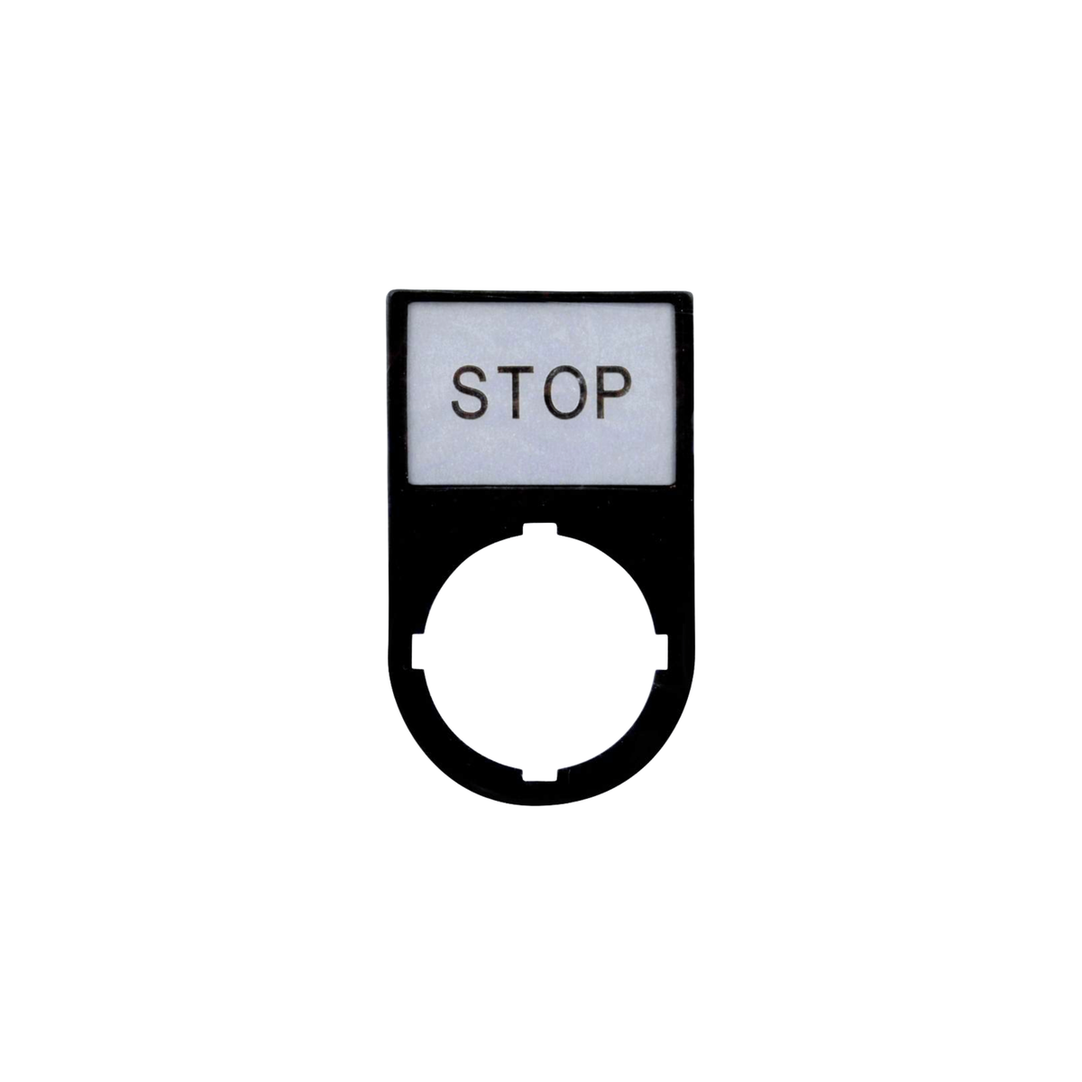 PLACA CON LEYENDA "STOP" PARA PULSADOR O LUZ PILOTO