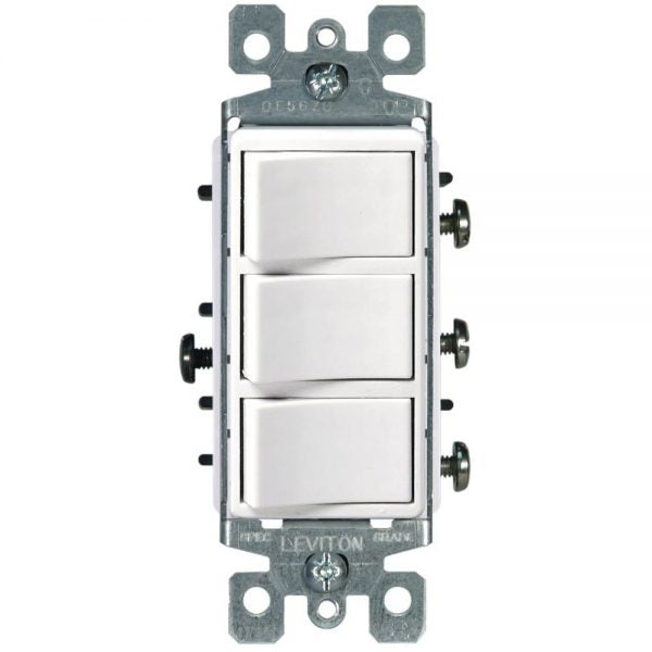 INTERRUPTOR DECORA TRIPLE 15A 120V BLANC