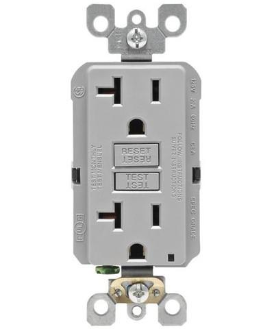Tomacorriente GFCI Decora® con luz indicadora LED, 20A 125V, incuye tapa, blanco