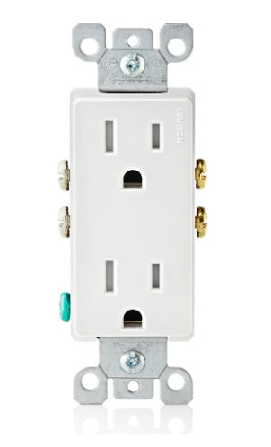 Tomacorriente dúplex Decora®, 15A 125V NEMA 5-15R 2P3H, blanco