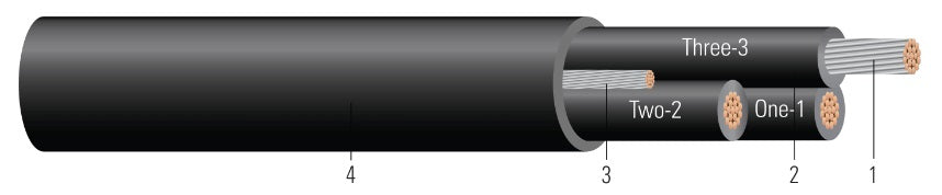 TCP 2/3 Cu 1kv XL 1X6GW PVC Bk 2-7 3/C CU XHHW/PVC PHASE ID 1X#6 GW TYPE TC-ER 1000V BLACK FICHA