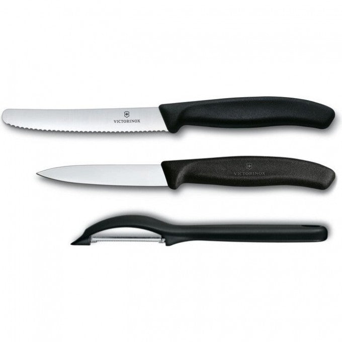 Set de Cuchillos 3 Piezas para Verduras+Pelador 6-7113-31 Victorinox Negro