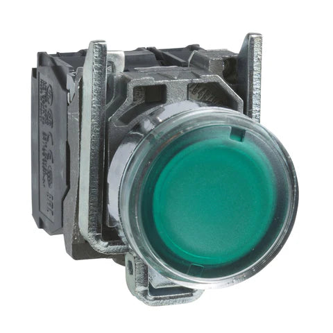 Pulsador luminoso verde ø 22 - 1NA+1NC - 24V