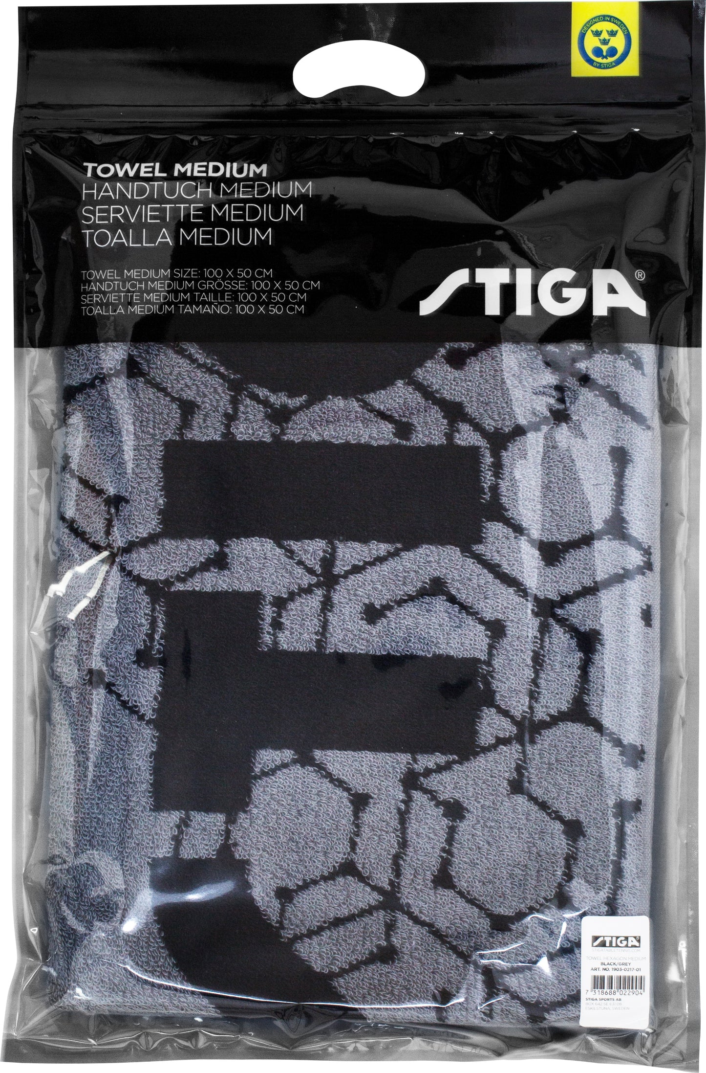 Toalla Hexagon Medium Stiga Gris Oscuro