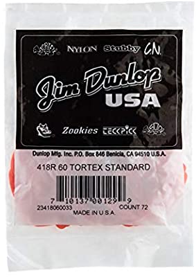 Uñetas Dunlop 418R.60MM Tortex STD Acrílico (Pack 72 UN)