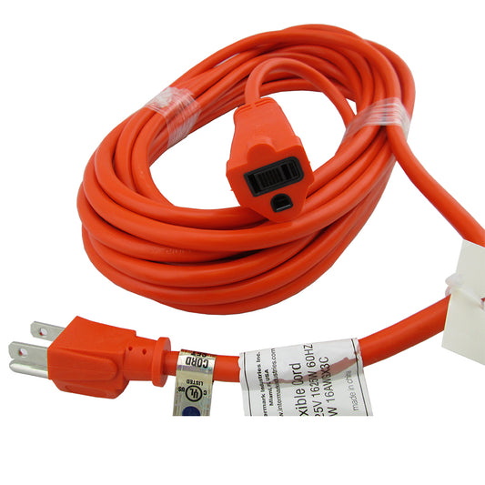 Extensión 25' 3x16 Naranja Voltek