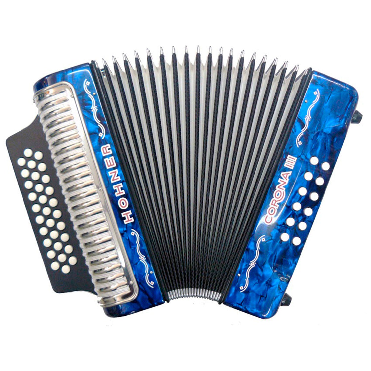 Acordeón Corona III A5764 GCF BbEbAb (Si-Mi-La) Hohner Azul