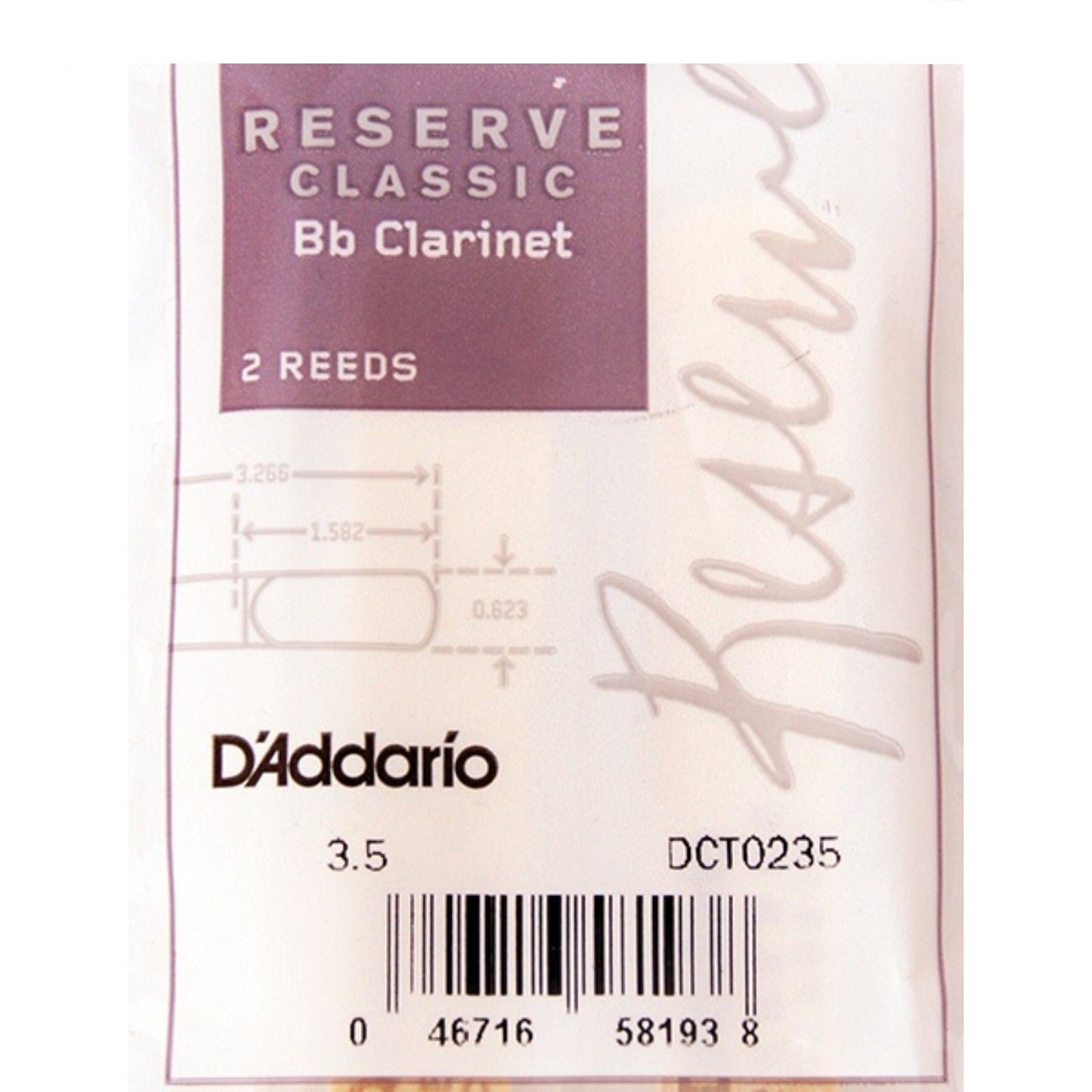 Caña para Clarinete DCT0235 Rico Reserve Classic Bb 3.5