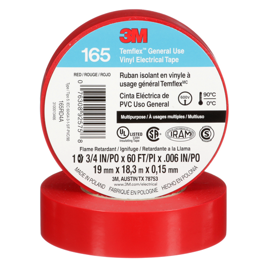 TAPE TEMFLEX 165 3/4" X 60 FT ROJO