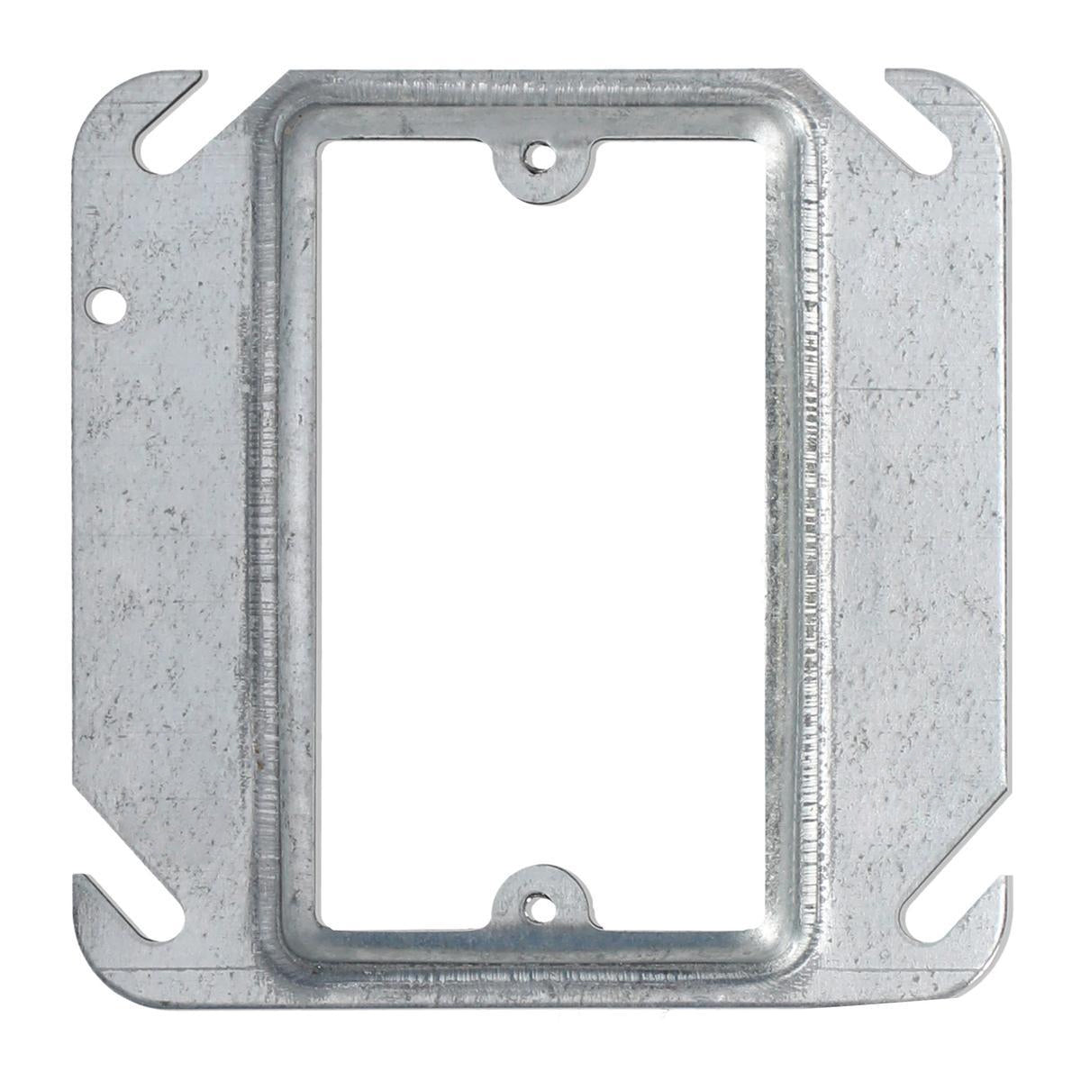 COVER, BOX, OUTLET, STEEL, GALVANIZED,SQUARE, 4-INCHES SIZE, 1/2- INCH RAISED, FOR ONE FLUSH DEVICE, UL LISTED. PACKAGING IN ACCORDANCE WITH ASTM D3951-15.