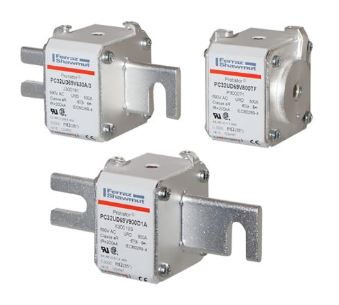 Mersen F300201 Fuse, Square Body, Fast Acting, Size 32, aR, Type KI Blades, 200kA, 690VAC, 800A