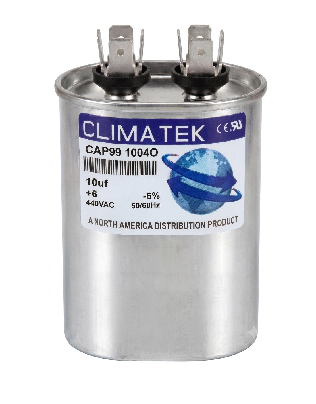 Climatek Motor Run Capacitor 10 uF MFD 440 Volt Oval Fits Areovox