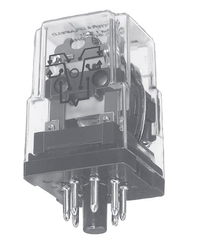 Power Relay, DPDT, 12 VDC, 10 A, KRPA Series,  Socket, Non Latching