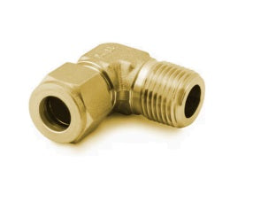 TUBE FITTING, BRASS, MALE ELBOW, 90 DEGREE FRACTIONAL TUBE TO MALE NPT THREAD 1/4-INCH TUBE TO 1/4-INCH NPT