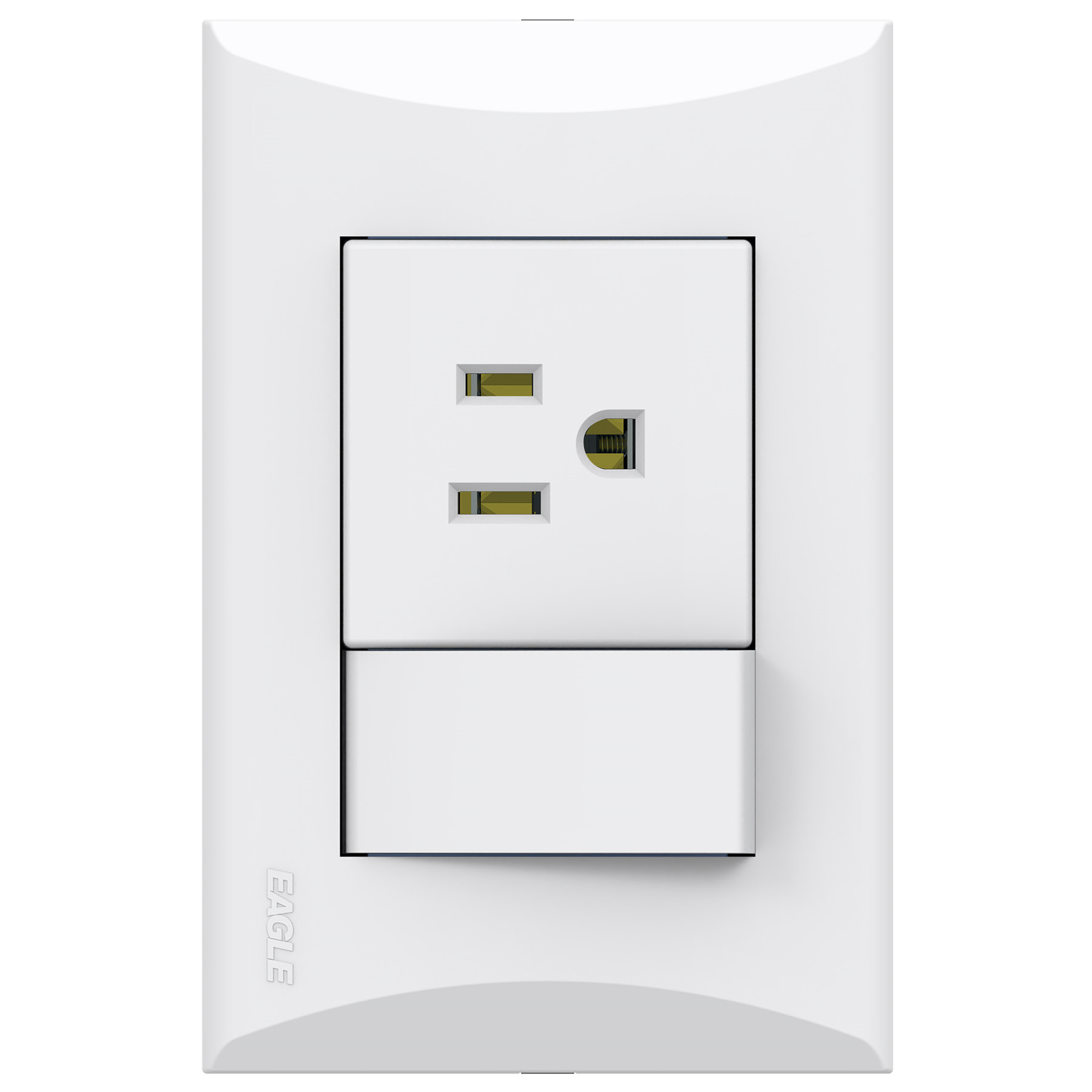 INTERRUPTOR TOMA 15A 125V PLATA BLANCO