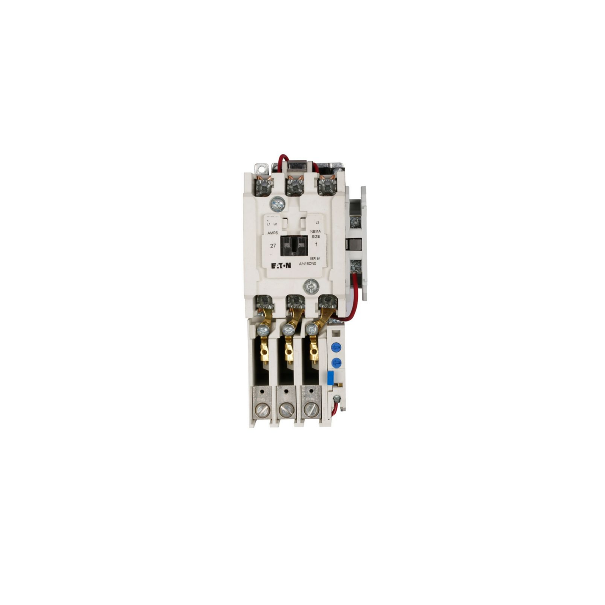 ARRANCADOR MAGNETICO NEMA, SIN GABINETE, NO REVERSIBLE, TAMAÑO NEMA 1, 27 A, BOBINA 120 VAC