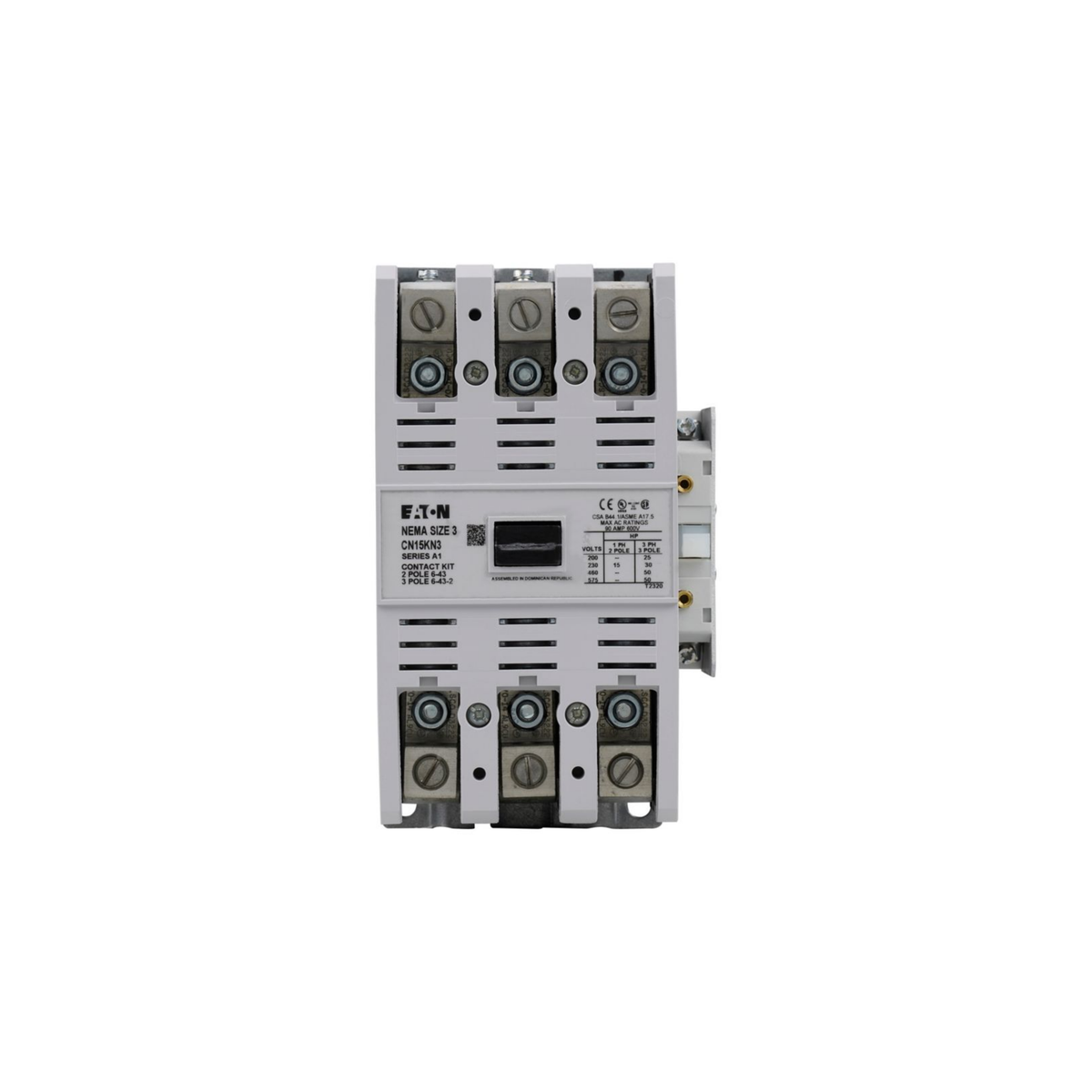 CONTACTOR MAGNETICO NEMA, SIN GABINETE, TIPO ABIERTO, NO REVERSIBLE, TAMAÑO NEMA 3, 90 A, BOBINA 240 VAC