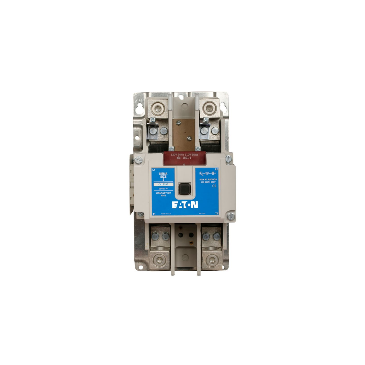 CONTACTOR MAGNETICO NEMA, SIN GABINETE, TIPO ABIERTO, NO REVERSIBLE, TAMAÑO NEMA 5, 270 A, BOBINA 240 VAC