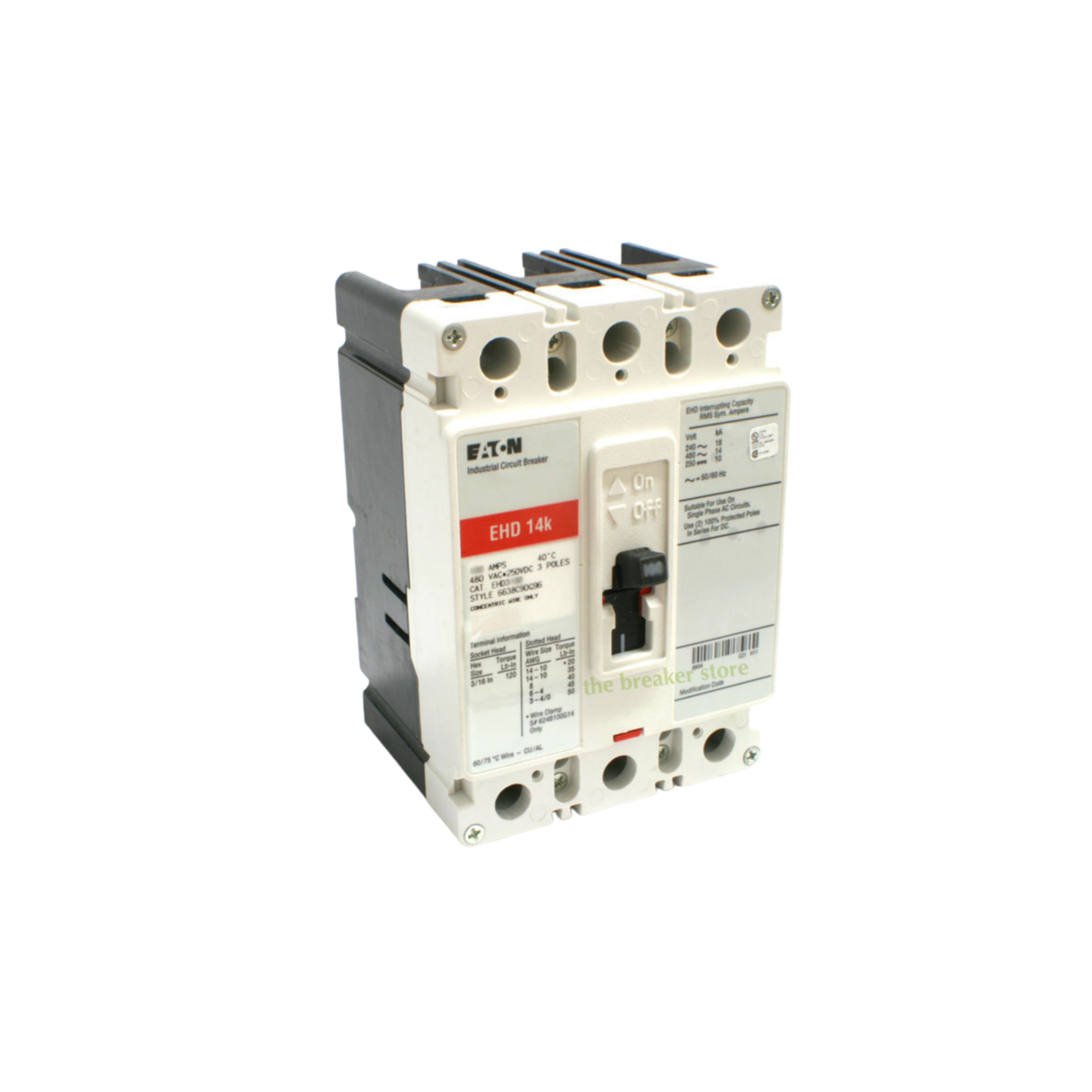 Breaker tipo EHD, Atornillable, 80A, 3P, 25KAIC  208V, 14KAIC  480V .