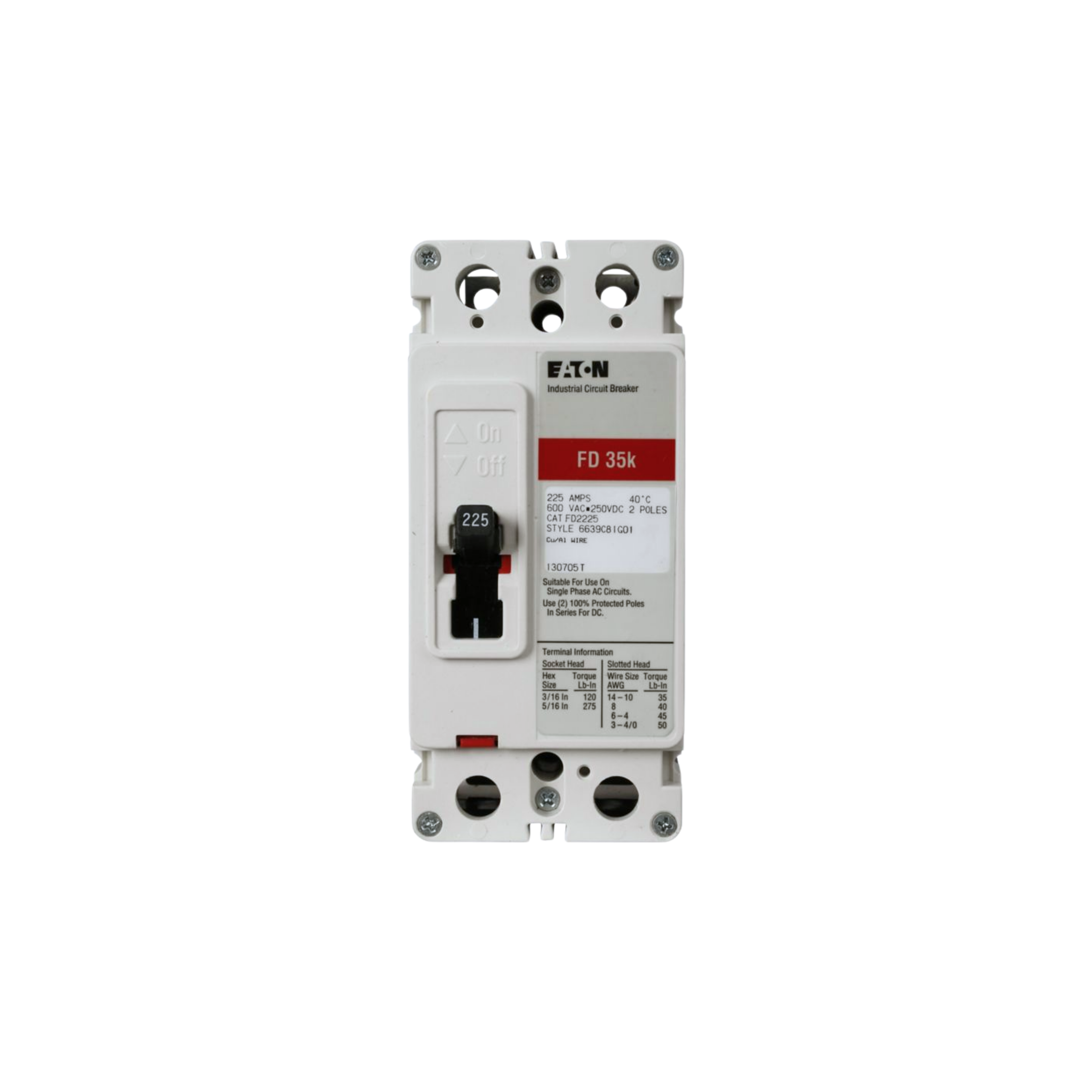 Breaker tipo FD, Atornillable,15A, 2P, 65KAIC  208V, 35KAIC  480V, 18KAIC  600V.