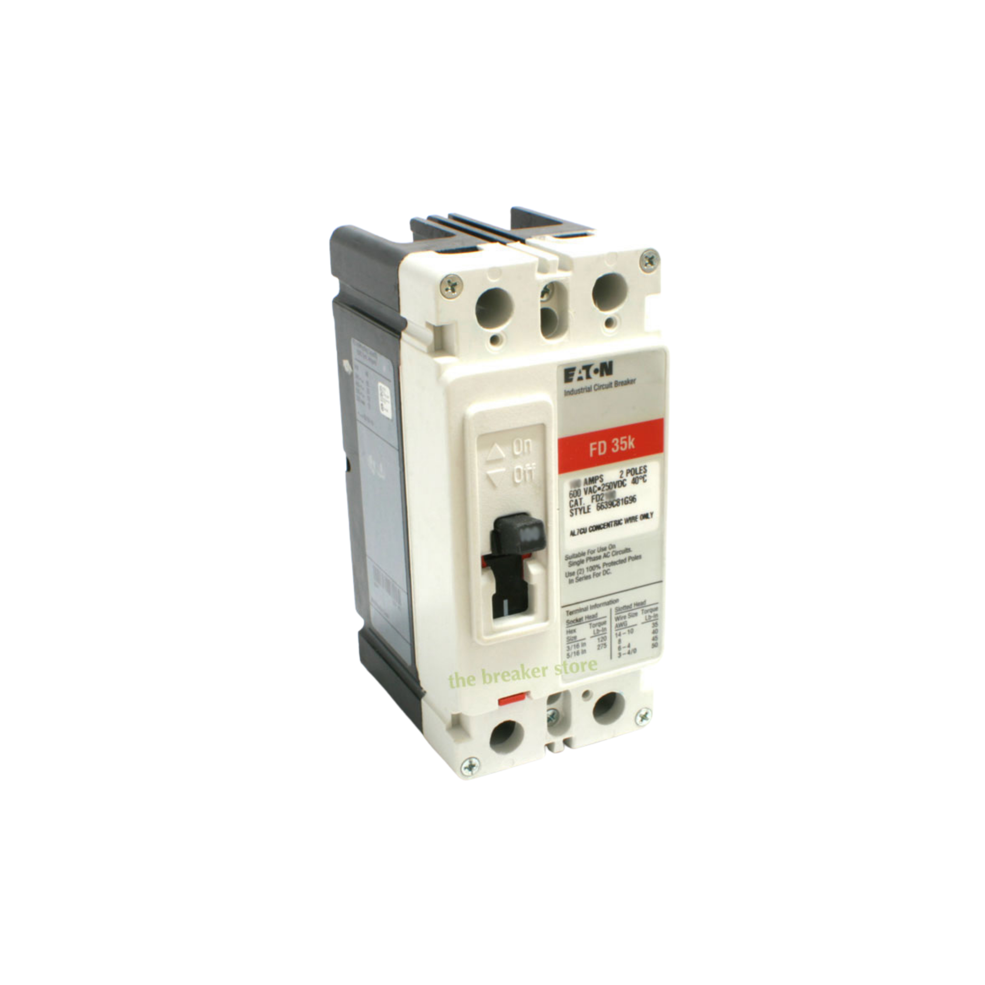 Breaker tipo FD, Atornillable, 100A, 2P, 65KAIC  208V, 35KAIC  480V, 18KAIC  600V.