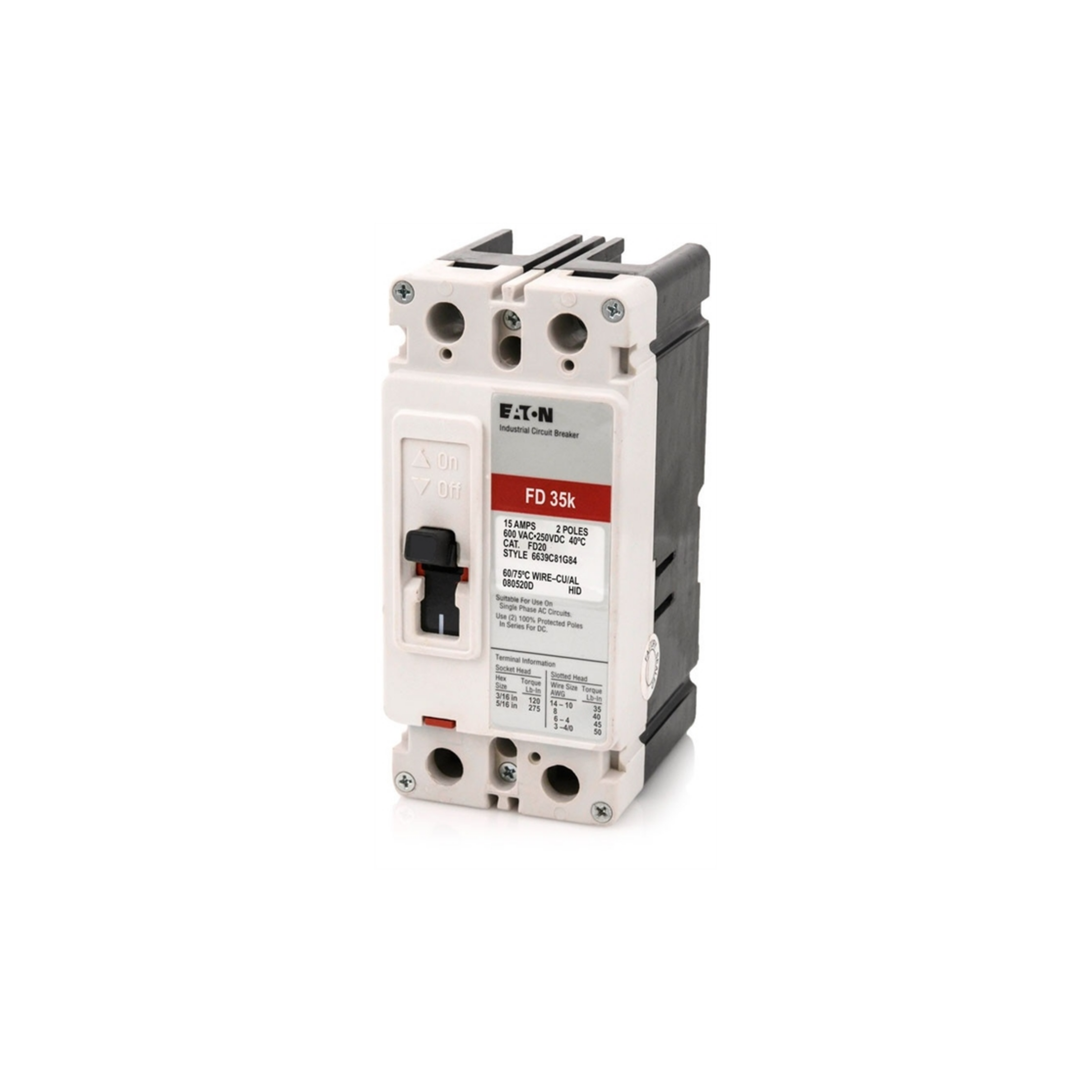 Breaker tipo FD, Atornillable,225A, 2P, 65KAIC  208V, 35KAIC  480V, 18KAIC  600V .