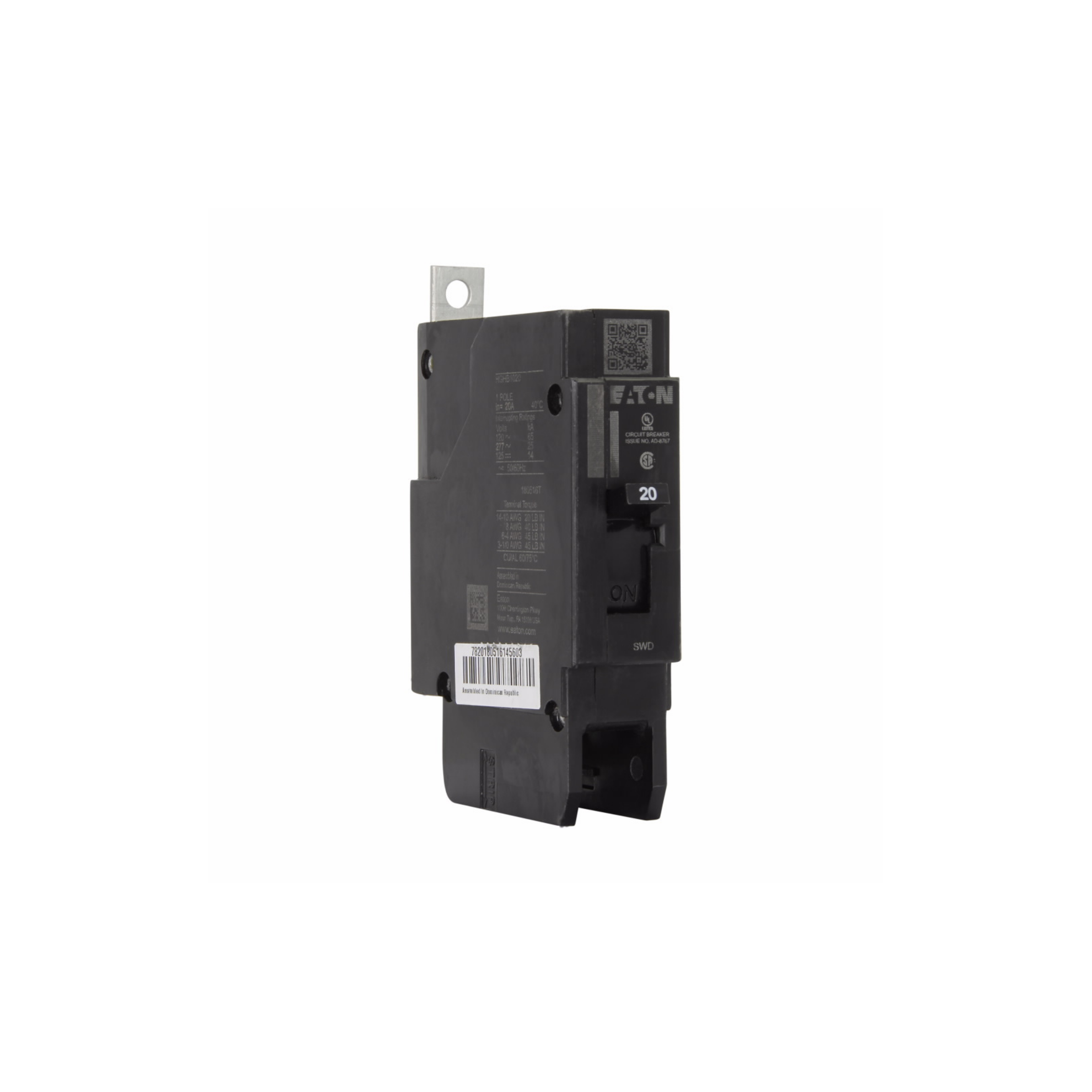Breaker tipo GHB, Atornillable,30A, 1P, 65KAIC  208V, 14KAIC  480V .