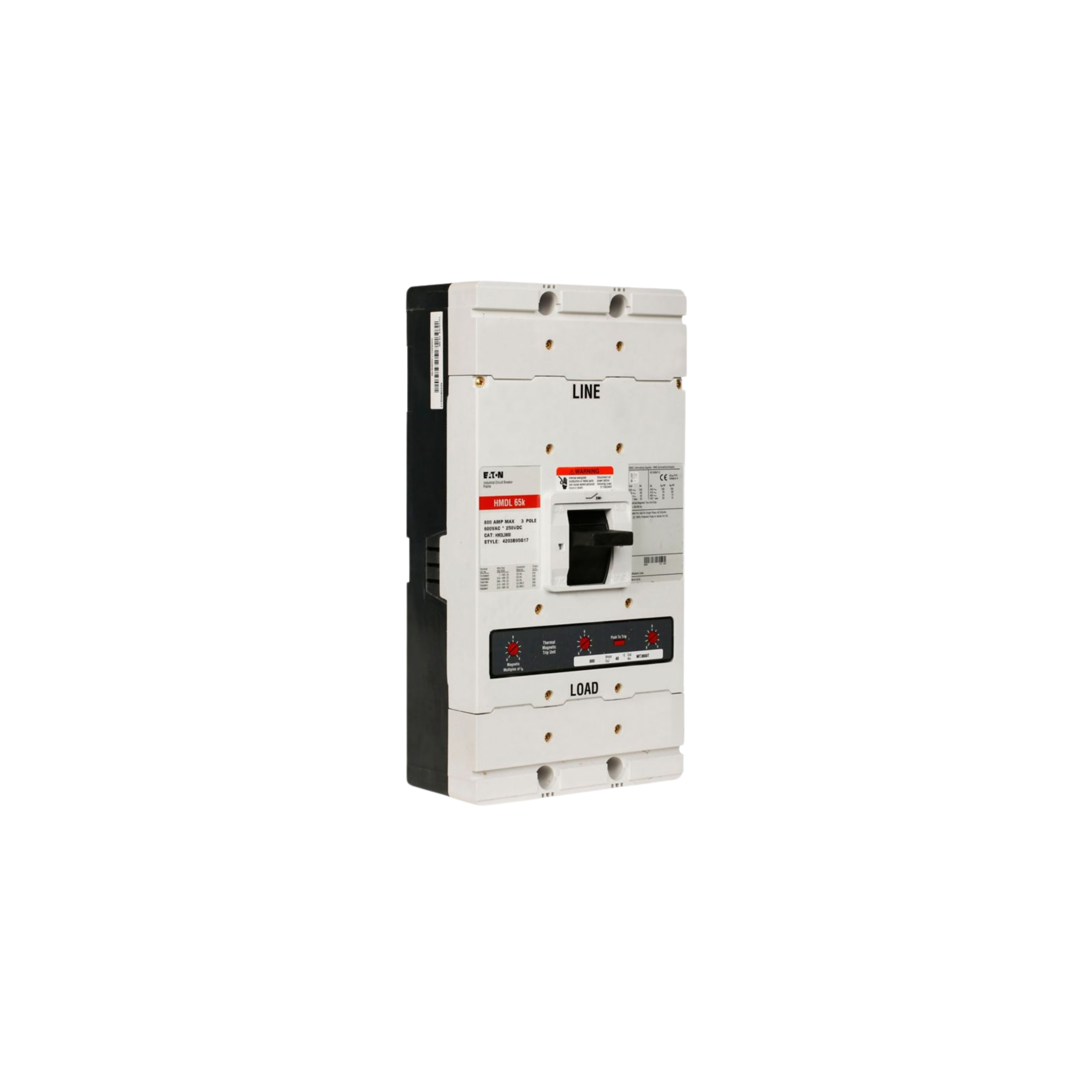 Breaker tipo MDL, Atornillable, 800A, 3P, 65KAIC  208V, 50KAIC  480V, INCLYE TERMINALES 3-400MCM POR FASE