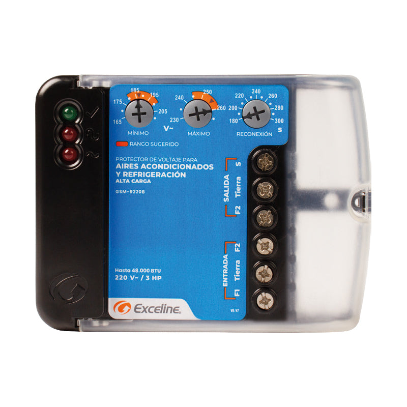 PROTECTOR DE VOLTAJE TIPO BORNA PARA A/C Y NEVERAS 220V HASTA 48,000BTU