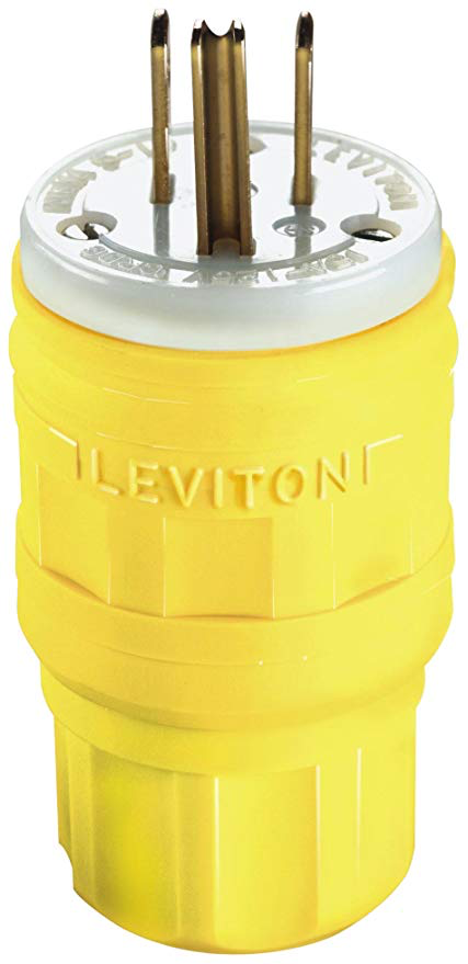 Enchufe Wetguard, 15A 125V, NEMA 5-15P, 2P3H, grado industrial, amarillo