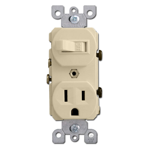 Interruptor con Toma 15A Leviton 5225-I Ivory (Grado Comercial)