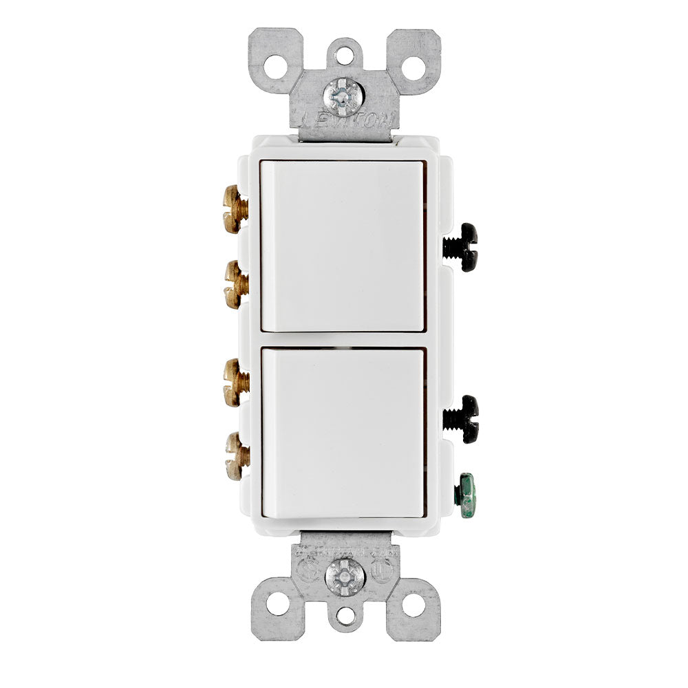 Apagador dúplex Decora, conexión a tierra, 3-Way 20A 120/277V, blanco