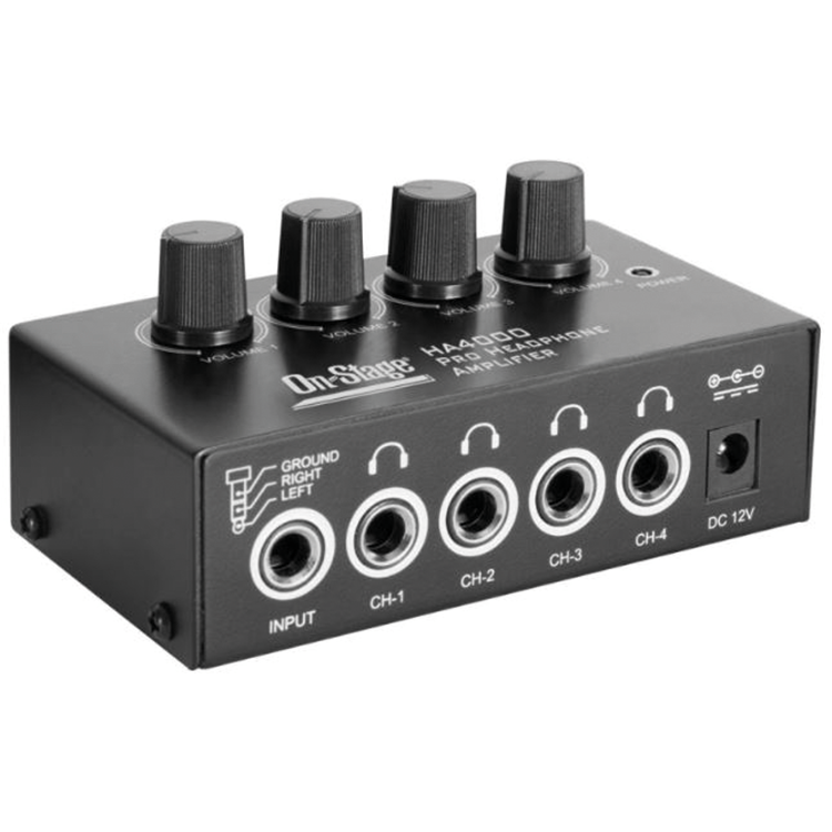 Amplificador para Audífonos 4-Canales OnStage HA4000
