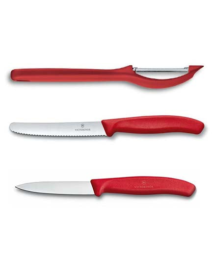 Set de Cuchillos 3 Piezas para Verduras+Pelador 6-7111-31 Victorinox Rojo