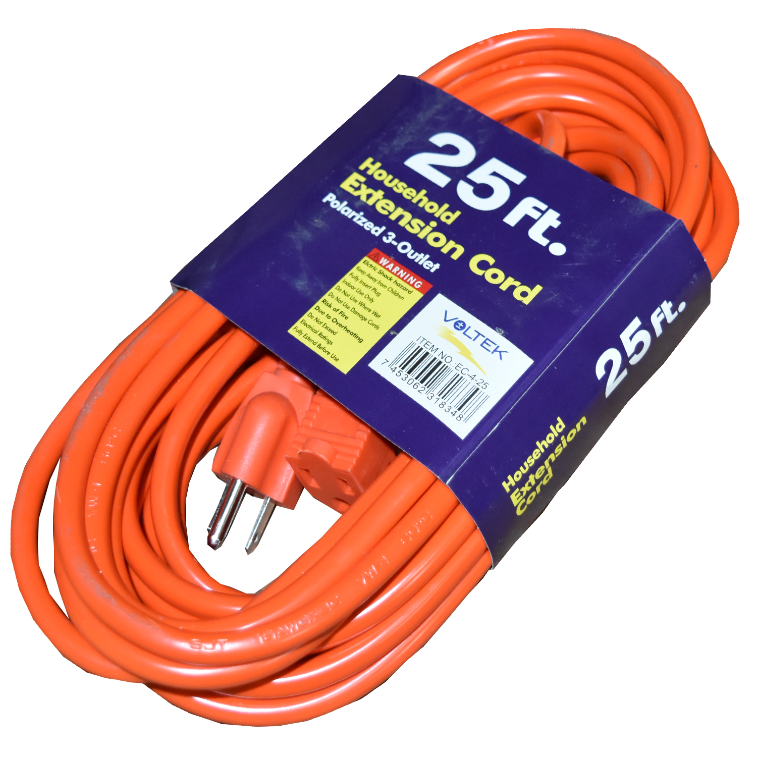EXTENSIÓN 25 PIES 3X16 120V NARANJA