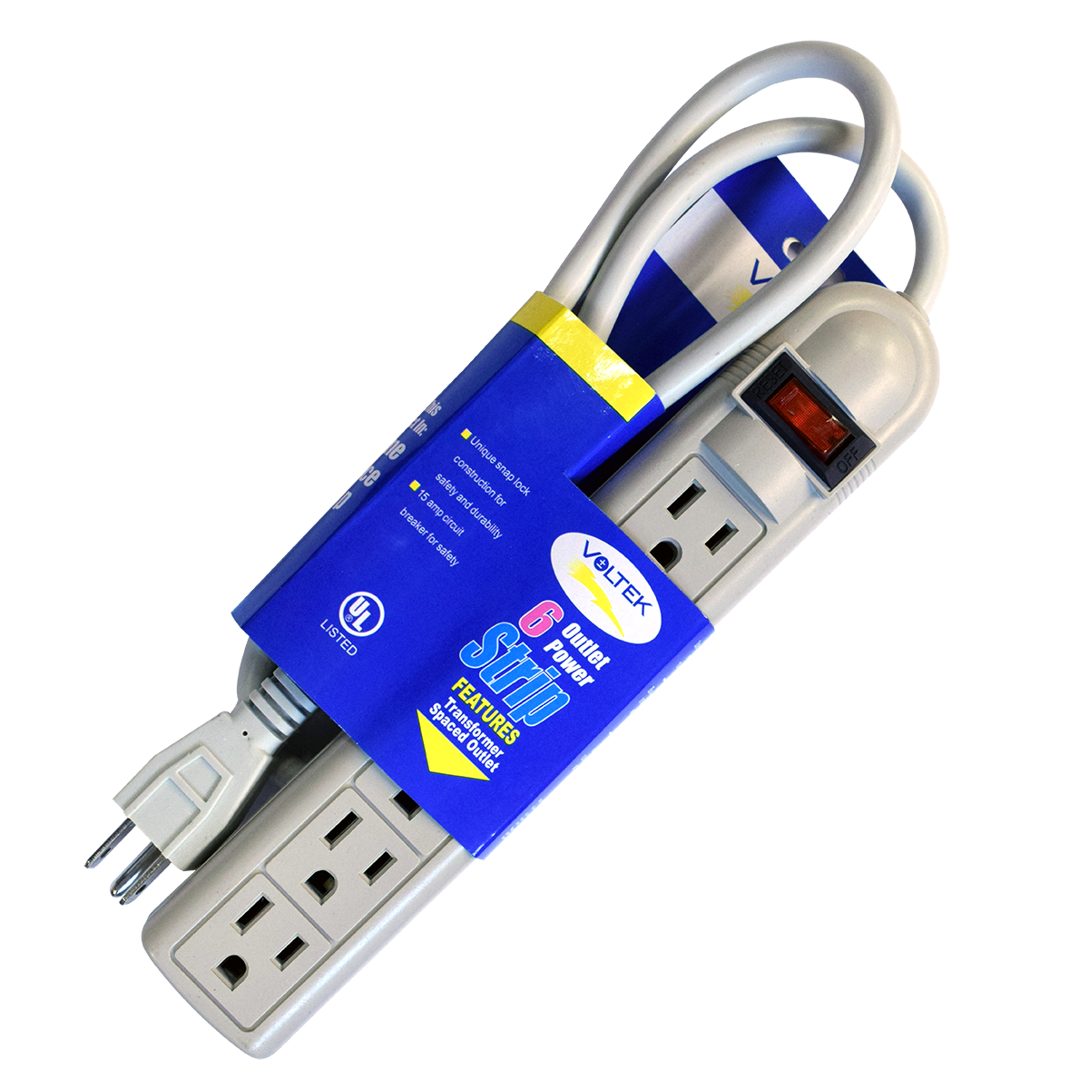 REGLETA 6 TOMAS 15 AMP 125V UL