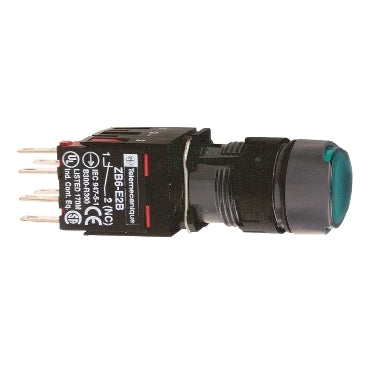 Botón iluminado completo de color verdeø16 muelle de retorno 1 na 12 24 v