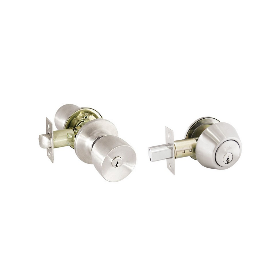 Kit Cerradura York+Kent Yale Llave/Pestillo Acero Inoxidable Satinado (UD32D)
